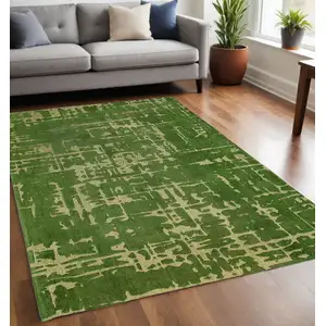 Photo of Green Abstract Non Skid Area Rug