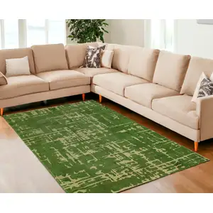 Photo of Green Abstract Non Skid Area Rug