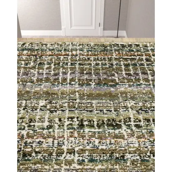 Green Abstract Power Loom Runner Rug Photo 4