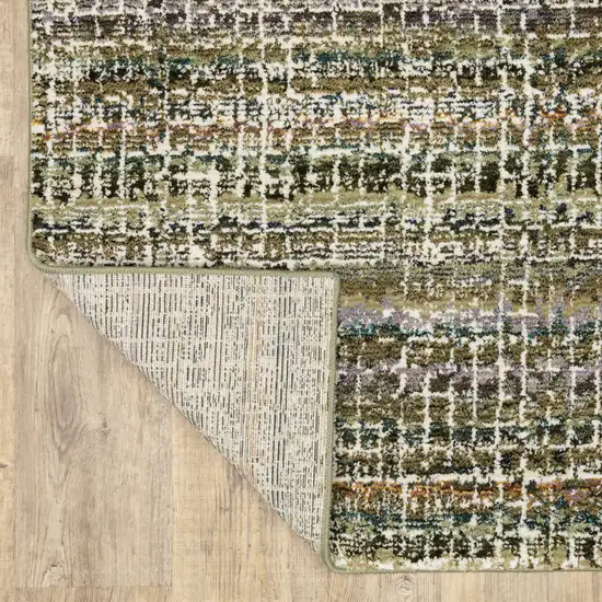 Green Abstract Power Loom Runner Rug Photo 8