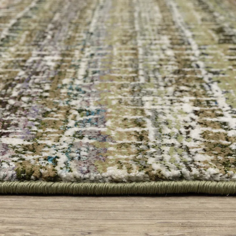 Green Abstract Power Loom Runner Rug Photo 4