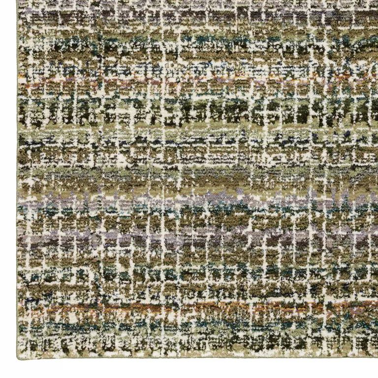 Green Abstract Power Loom Runner Rug Photo 2