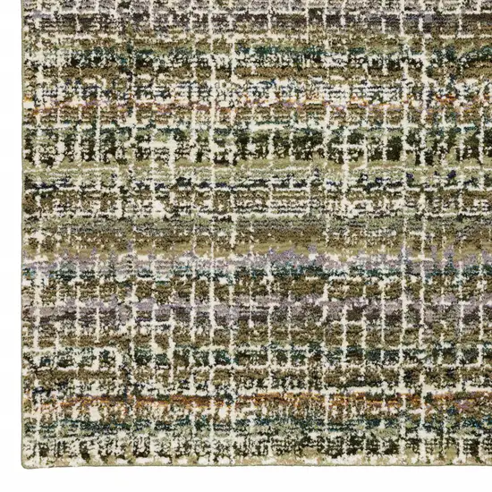 Green Abstract Power Loom Runner Rug Photo 3