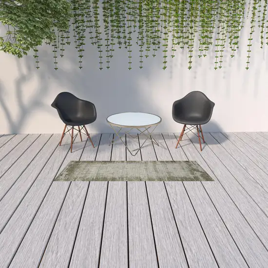 Green Abstract Stain Resistant Indoor Outdoor Area Rug Photo 3