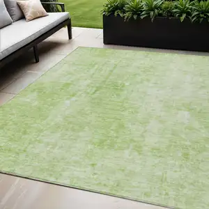 Photo of Green Abstract Washable Indoor Outdoor Area Rug