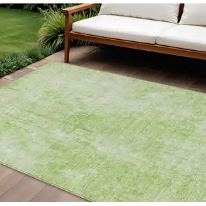 Photo of Green Abstract Washable Indoor Outdoor Area Rug