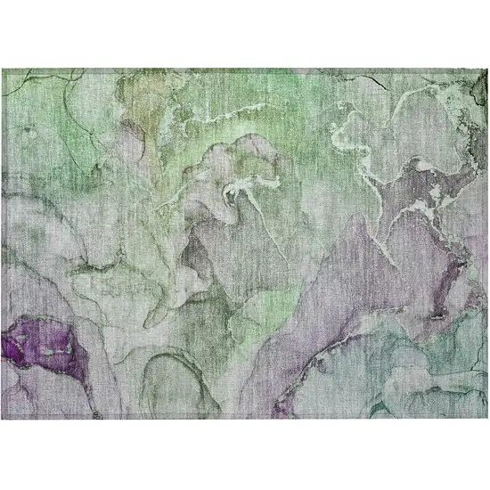 Green and Purple Abstract Washable Indoor Outdoor Area Rug Photo 5