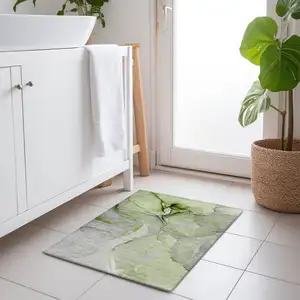 Photo of Green Abstract Washable Non Skid Indoor Outdoor Area Rug