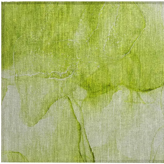 Green Abstract Washable Non Skid Indoor Outdoor Area Rug Photo 7