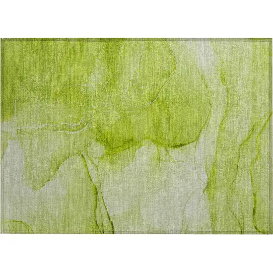 Green Abstract Washable Non Skid Indoor Outdoor Area Rug Photo 2