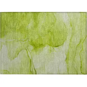 Photo of Green Abstract Washable Non Skid Indoor Outdoor Area Rug