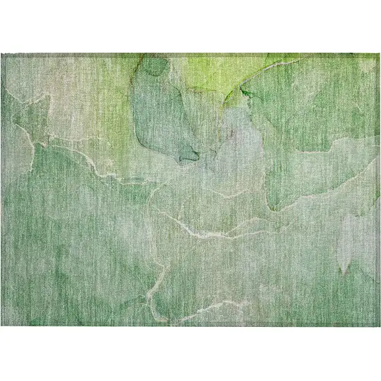 Green Abstract Washable Non Skid Indoor Outdoor Area Rug Photo 2