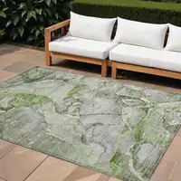 Photo of Green Abstract Washable Non Skid Indoor Outdoor Area Rug