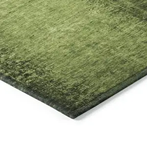 Photo of Green Abstract Washable Non Skid Indoor Outdoor Area Rug