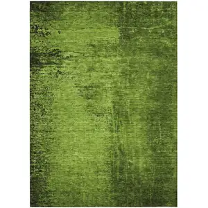 Photo of Green Abstract Washable Non Skid Indoor Outdoor Area Rug