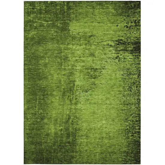 Green Abstract Washable Non Skid Indoor Outdoor Area Rug Photo 4