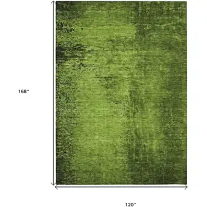 Photo of Green Abstract Washable Non Skid Indoor Outdoor Area Rug