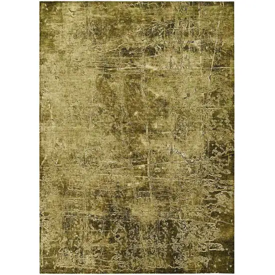 Green Abstract Washable Non Skid Indoor Outdoor Area Rug Photo 2