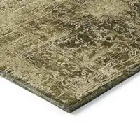 Photo of Green Abstract Washable Non Skid Indoor Outdoor Area Rug