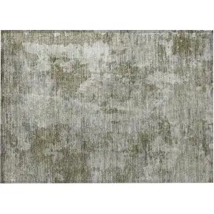 Photo of Green Abstract Washable Non Skid Indoor Outdoor Area Rug