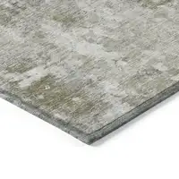 Photo of Green Abstract Washable Non Skid Indoor Outdoor Area Rug