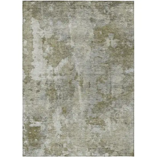 Green Abstract Washable Non Skid Indoor Outdoor Area Rug Photo 2