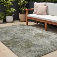 Photo of Green Abstract Washable Non Skid Indoor Outdoor Area Rug