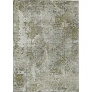 Photo of Green Abstract Washable Non Skid Indoor Outdoor Area Rug