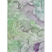 Photo of Green Abstract Washable Non Skid Indoor Outdoor Area Rug