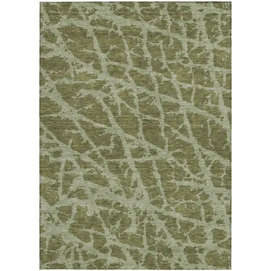 Green Abstract Washable Non Skid Indoor Outdoor Area Rug Photo 5