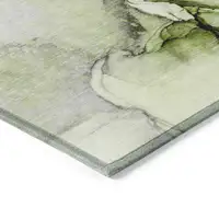 Photo of Green Abstract Washable Non Skid Indoor Outdoor Area Rug