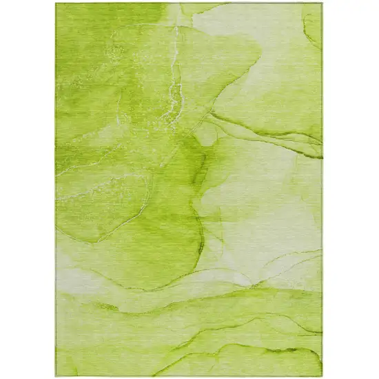 Green Abstract Washable Non Skid Indoor Outdoor Area Rug Photo 4