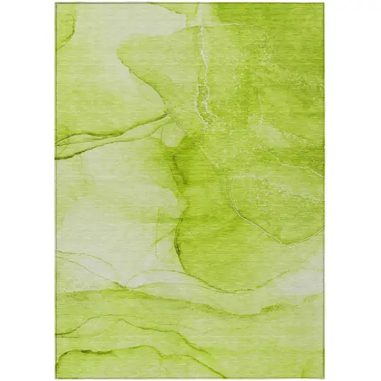 Green Abstract Washable Non Skid Indoor Outdoor Area Rug Photo 2