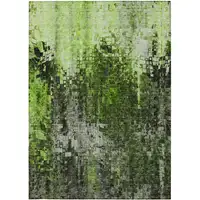 Photo of Green Abstract Washable Non Skid Indoor Outdoor Area Rug