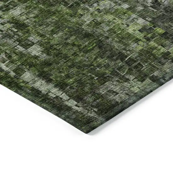 Green Abstract Washable Non Skid Indoor Outdoor Area Rug Photo 5