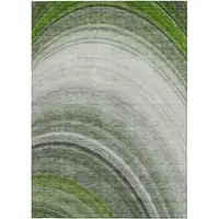 Photo of Green Abstract Washable Non Skid Indoor Outdoor Area Rug