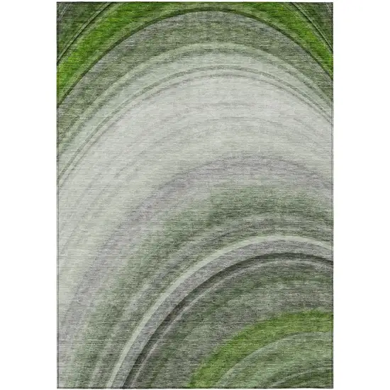 Green Abstract Washable Non Skid Indoor Outdoor Area Rug Photo 2