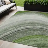 Photo of Green Abstract Washable Non Skid Indoor Outdoor Area Rug