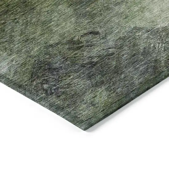 Green Abstract Washable Non Skid Indoor Outdoor Area Rug Photo 5