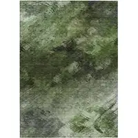 Photo of Green Abstract Washable Non Skid Indoor Outdoor Area Rug