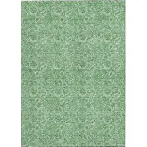 Photo of Green And Artichoke Green Floral Washable Indoor Outdoor Area Rug