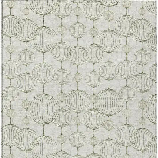 Green And Beige Geometric Washable Indoor Outdoor Area Rug Photo 5