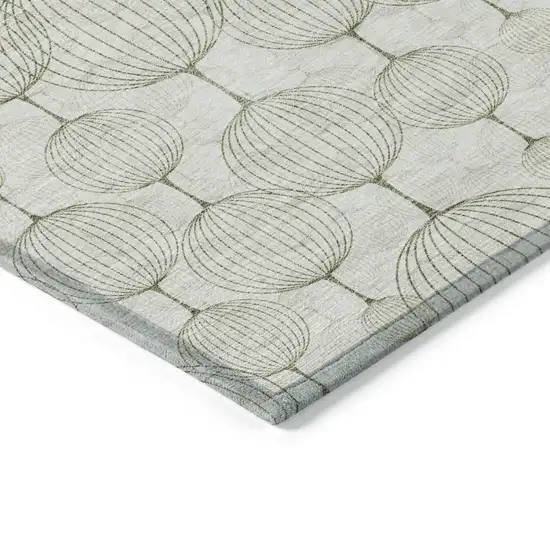 Green And Beige Geometric Washable Indoor Outdoor Area Rug Photo 3