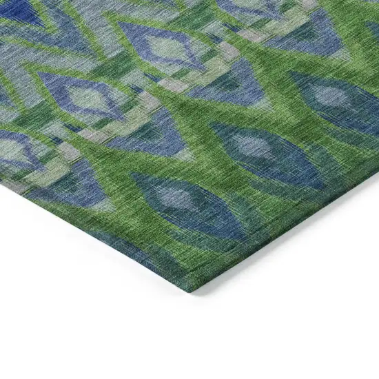 Green And Blue Southwestern Washable Indoor Outdoor Area Rug Photo 4