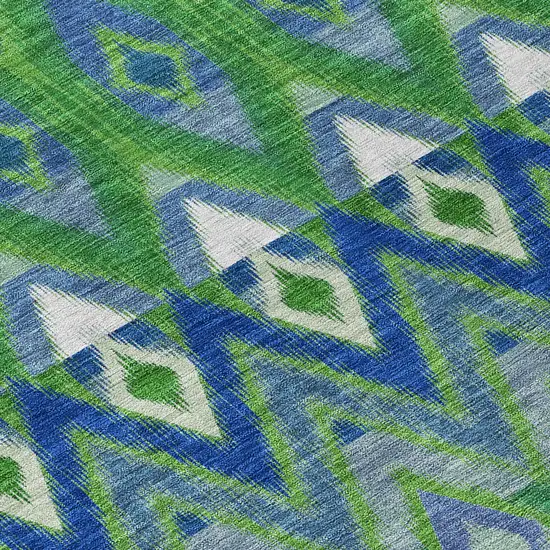 Green And Blue Southwestern Washable Indoor Outdoor Area Rug Photo 5