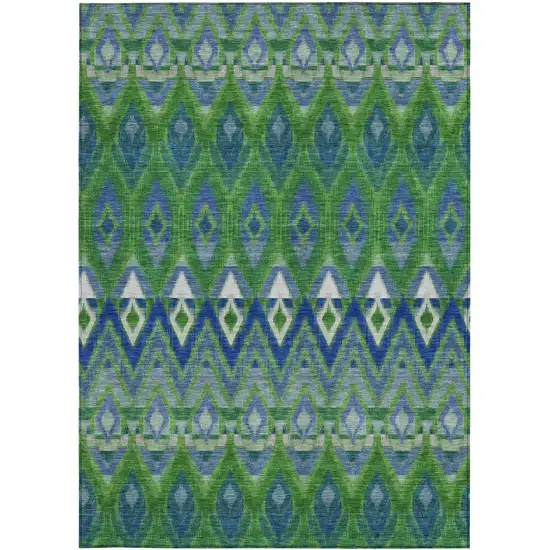 Green And Blue Southwestern Washable Indoor Outdoor Area Rug Photo 6