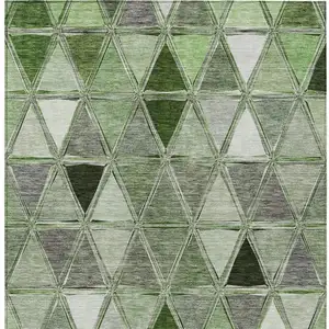 Photo of Green And Fern Green Geometric Washable Indoor Outdoor Area Rug