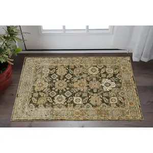 Photo of Green And Gold Oriental Area Rug