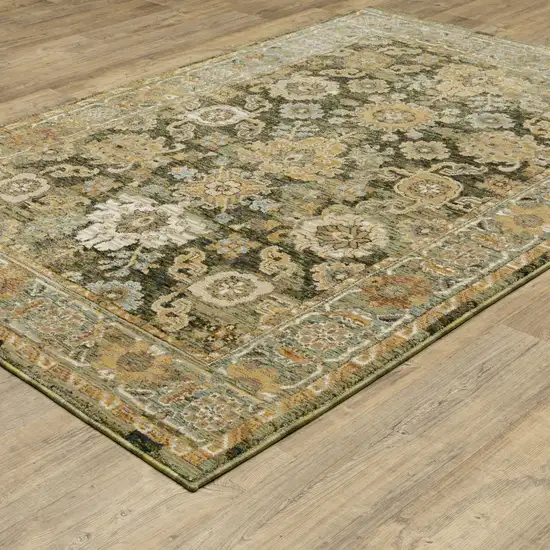 Green And Gold Oriental Area Rug Photo 5