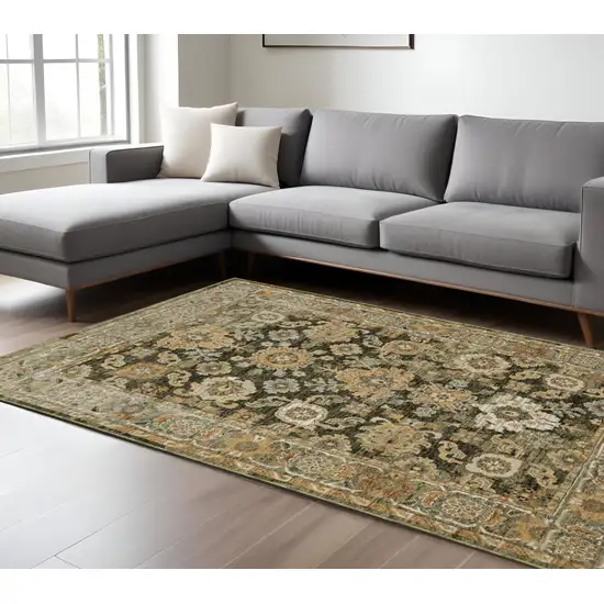 Green And Gold Oriental Area Rug Photo 1